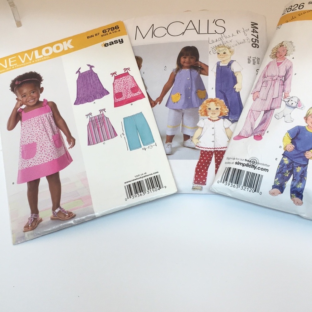 Bundle of (3) Toddler Sewing Patterns